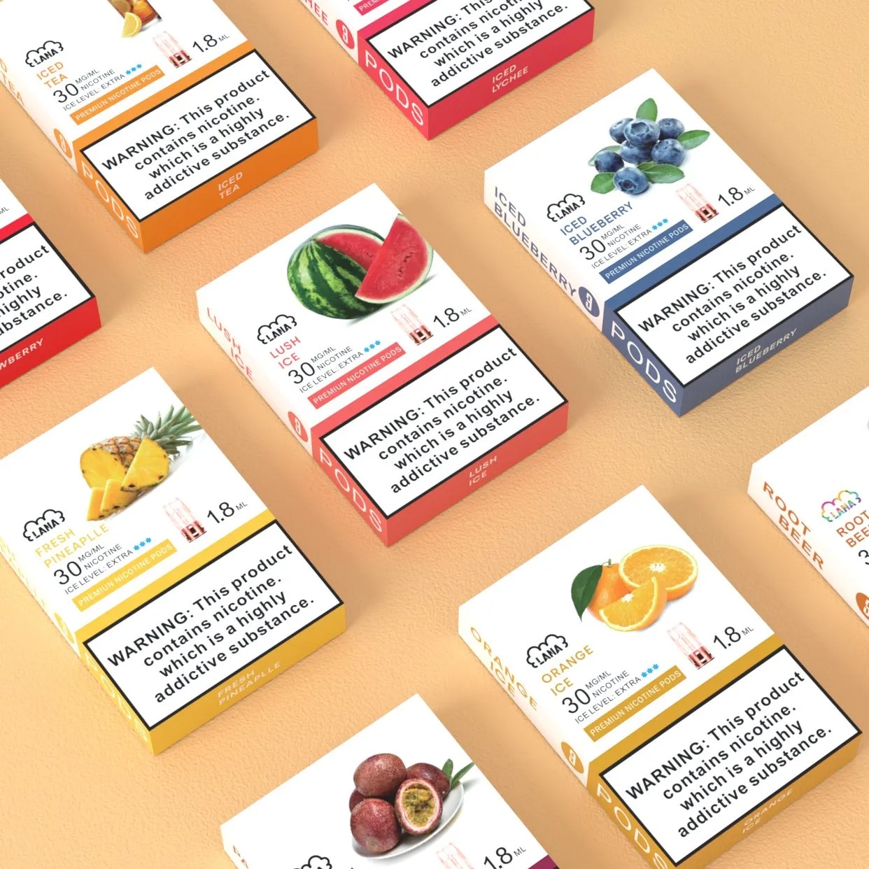 LANA 一代煙彈-36種口味-發光設計-適配 RELX，SP2S一代-買十送一